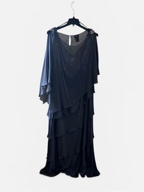 Elegant Gray Layered Evening Dress